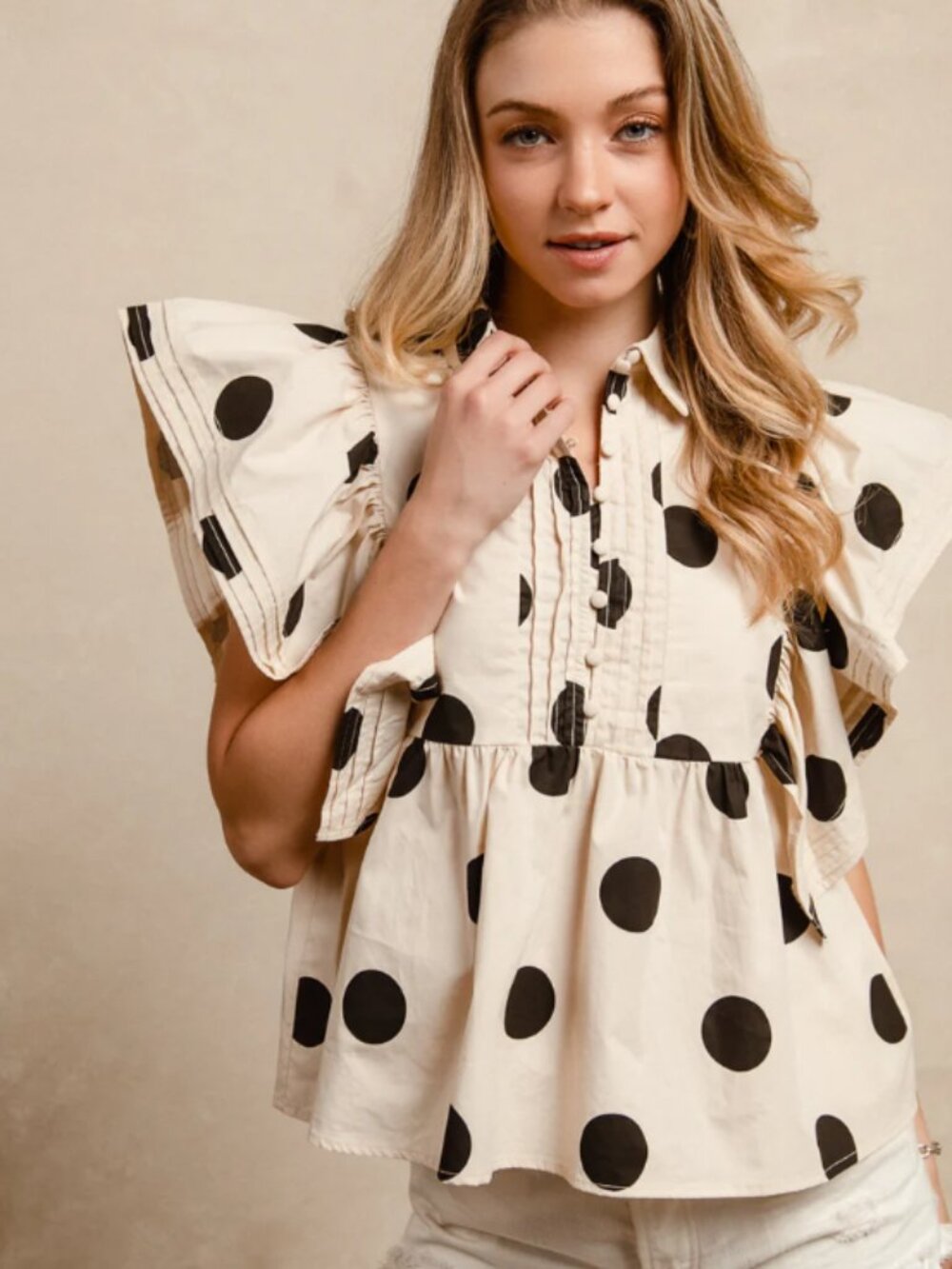 Linden Polka Dot Ruffled Sleeves Top ✙NWT✙